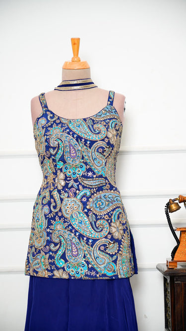 Navy Blue Position Print Sarara Suit