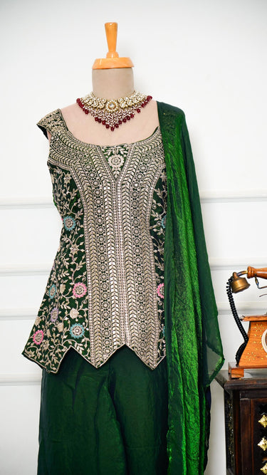 Indowestern Zariembroidered Top with Sarara Tara