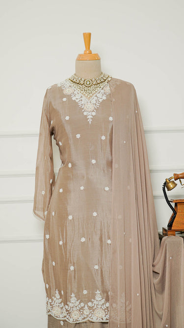 White Bead Hand Embroidered Kurti Suit