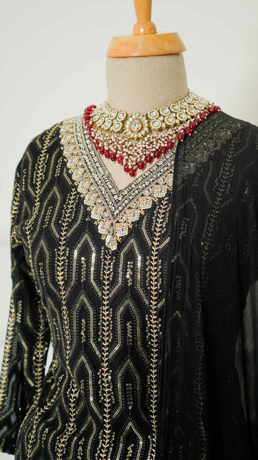 Black Kurti Suit with Hand Embroidery