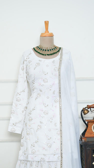 Vichitra Silk Floral Rainbow Sequin Garara Suit