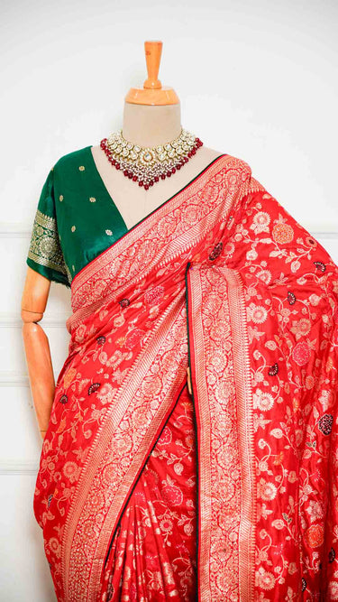 Dola Silk Meenakariwork Jaal Saree with Swarovski