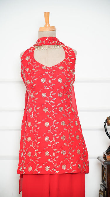 Fendi Halterneck 90s Kurti with Sarara and Shawl