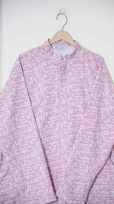 Lavender Digital Printed Mens Kurta in Cotton