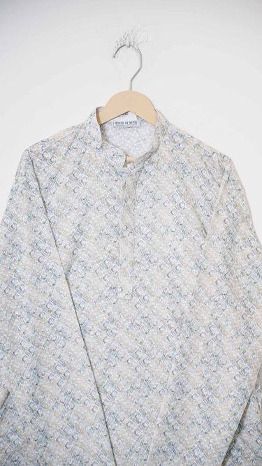 Creme Digital Printed Mens Kurta in Cotton