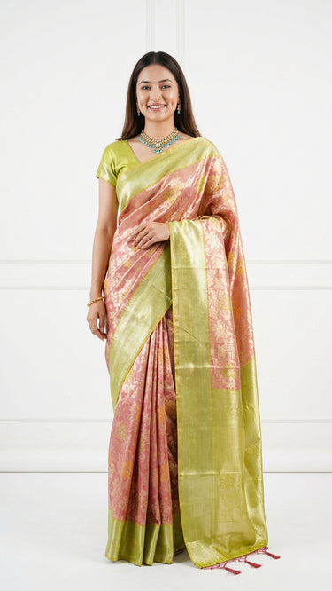 Pastel Floral Weave Silk Saree