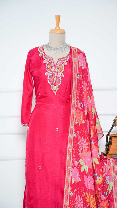 Rani Handwork Neckline Kurti Suit