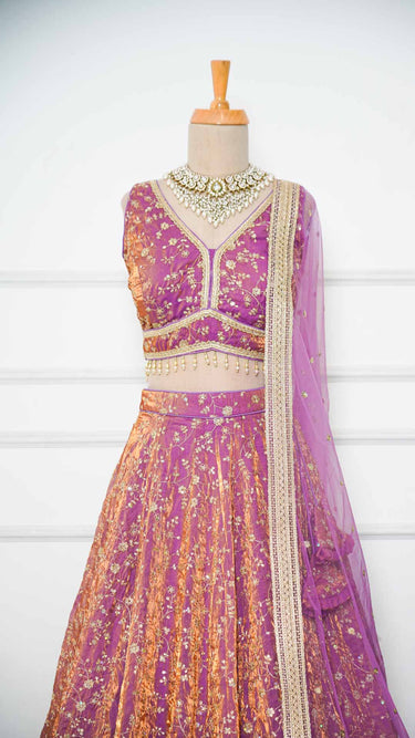 Faded Purple Jaal Fendi Lehenga