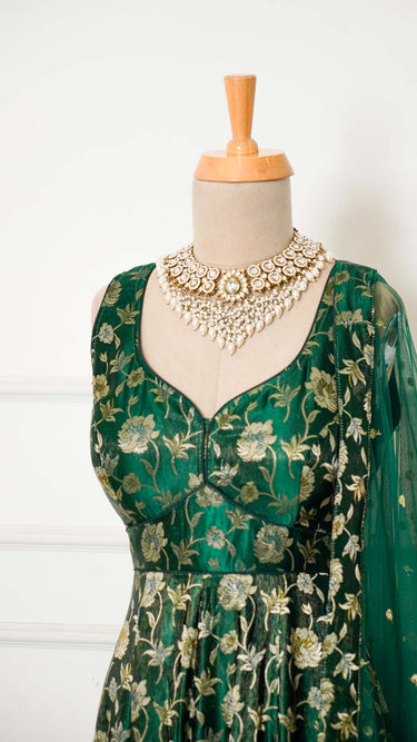 Banarasi Anarkali Suit with Floral Borderwork
