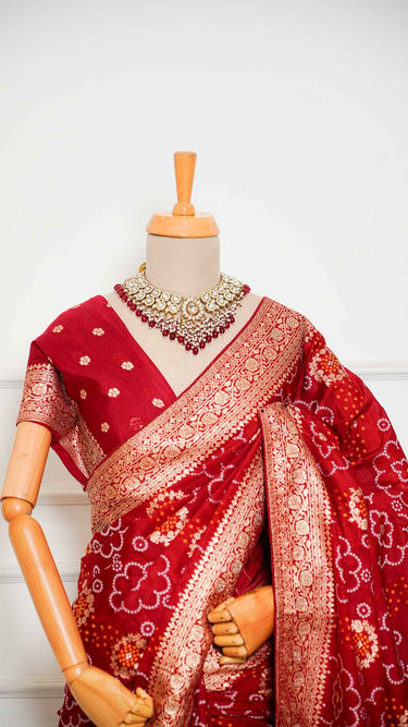 Dola Silk Bandhej Chunari Print Saree
