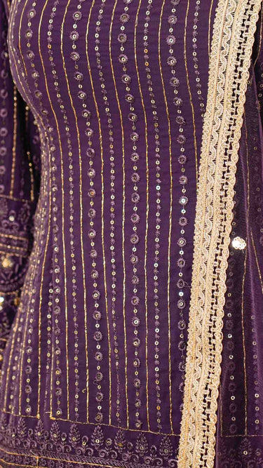 Purple Threadwork Garara Set