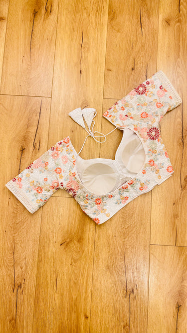 Multicolor Half Sleeve Floral Saree Blouse