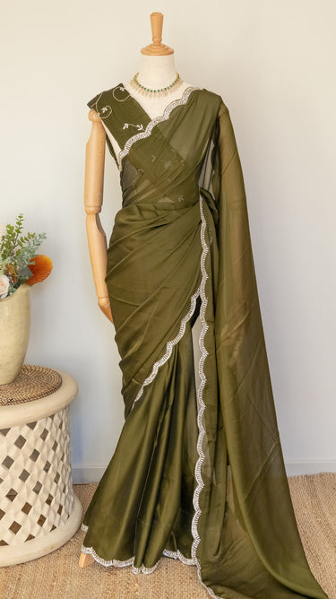 Rangoli Silk Saree with Handwork Border - House of Nepal
