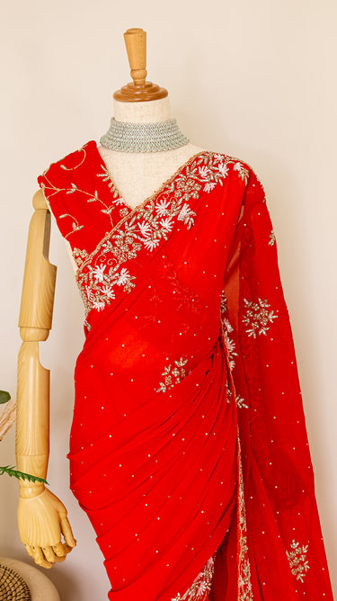 Pure Georgette Handwork Saree - House of Nepal