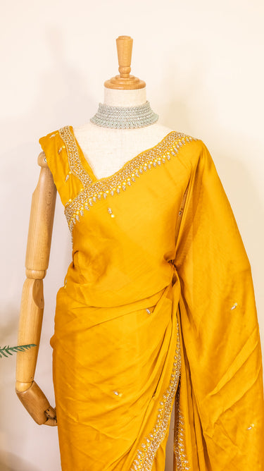 Crepe Chiffon Handwork Saree - House of Nepal