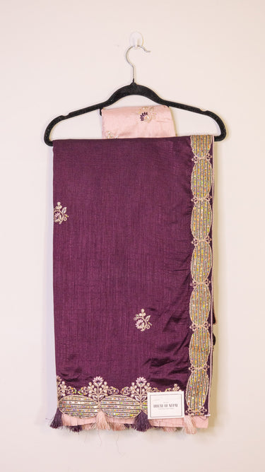 Vichitra Silk Sequin Saree - House of Nepal