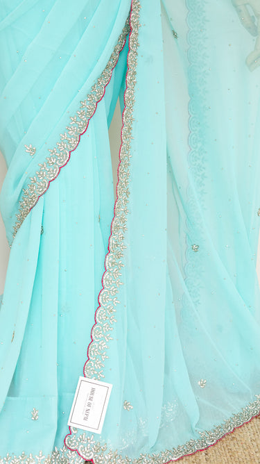 Pure Georgette Handwork Saree - House of Nepal