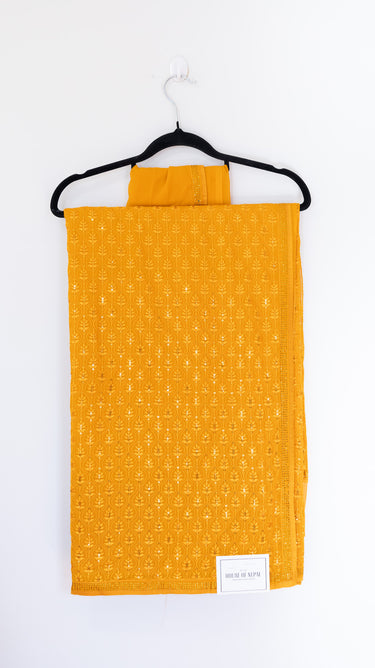 Georgette Sequin Saree with Resham Jaal - House of Nepal