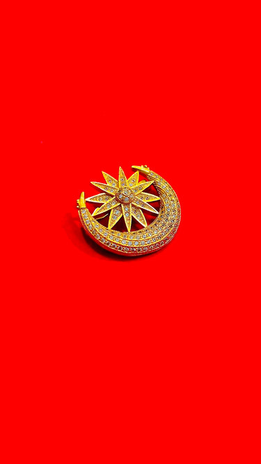 Half Moon Golden Brooch with Star - House of Nepal