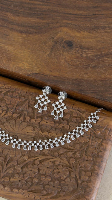 White American Diamond Necklace And Earring Riana
