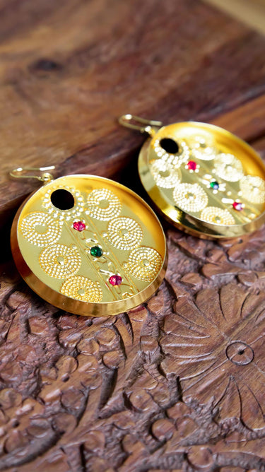 Traditional Nepali Gold Imitation Earrings Chepti Sun