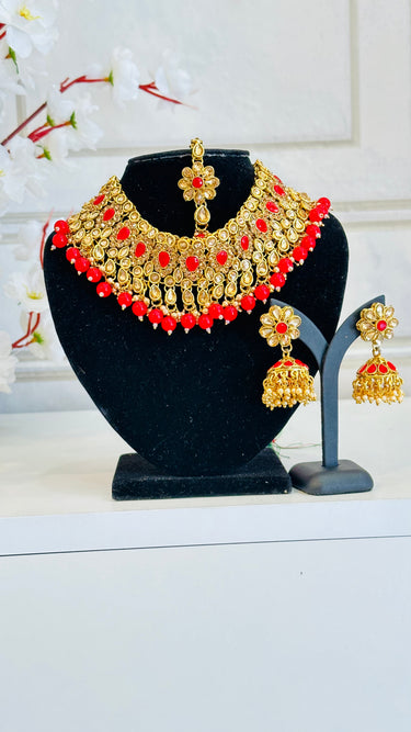 Designer Necklace Set With Earrings and Bindi - House of Nepal