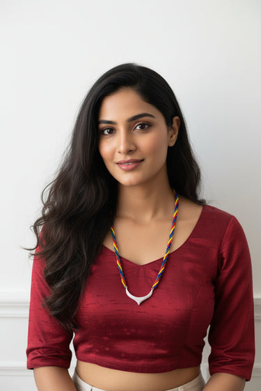 American Diamond Hydro Crystal Mangalsutra Lilac - House of Nepal