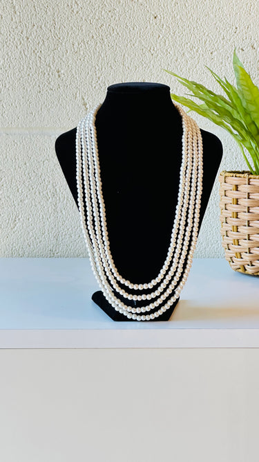 White Pearl Necklace Chandra Haar Orchid - House of Nepal