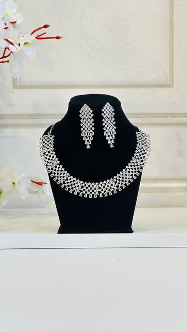 White American Diamond Necklace With Earrings StoneElite - House of Nepal