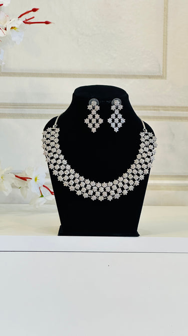 White American Diamond Necklace With Earrings Arcturus - House of Nepal