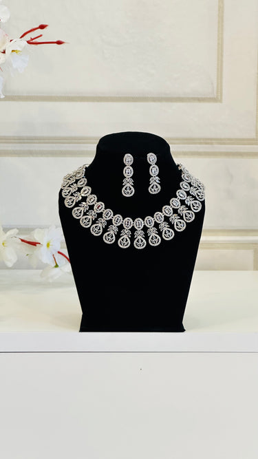 White American Diamond Necklace With Earrings JewelSculpt - House of Nepal
