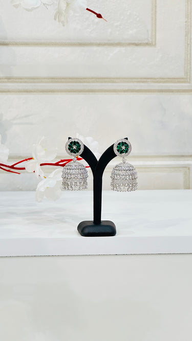 Emerald American Diamond Earrings Calla - House of Nepal
