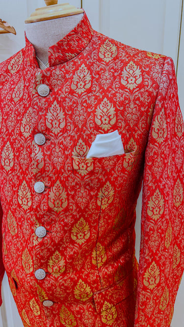 Men's Indo Western Suit In Red