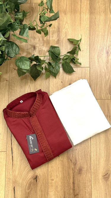 Cotton Kurta Set Maroon - House of Nepal