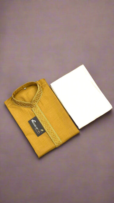 Cotton Kurta Set Mustard - House of Nepal