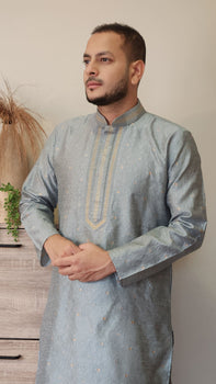Jacquard Silk Kurta Pajama Set for Men - House of Nepal