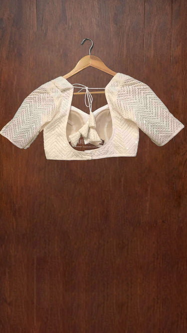 Half Sleeve Thread and Mirror Work Boutique Blouse - House of Nepal