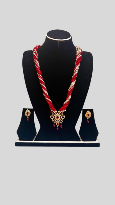 Chiffon pote with Hydro Crystal American Diamond Pendent Piya
