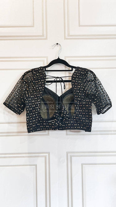 Half Sleeve Designer Blouse Ebon - House of Nepal