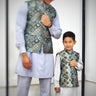 Kids Dhaka Waistcoat Radiance Green And Blue Mix - House of Nepal