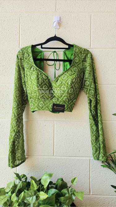 Full Sleeve Green Sequence Boutique Blouse - House of Nepal