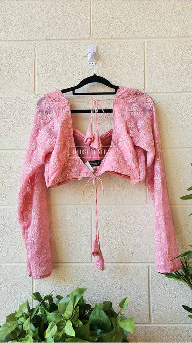 Full Sleeve Baby-Pink Boutique Blouse - House of Nepal