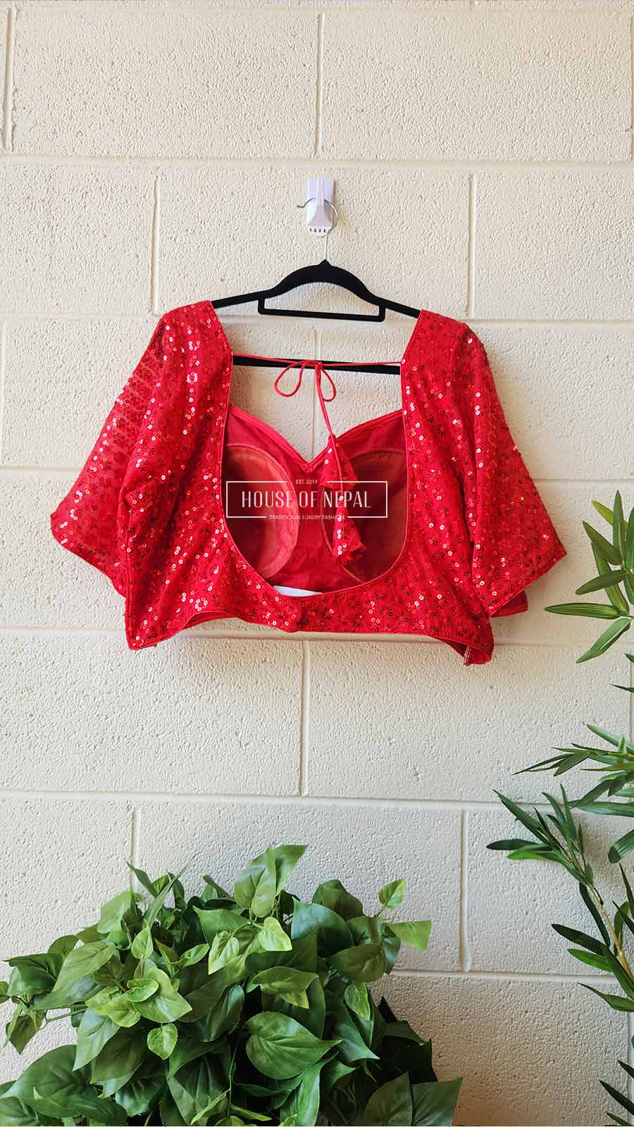 Red Mirror Work Boutique Blouse
