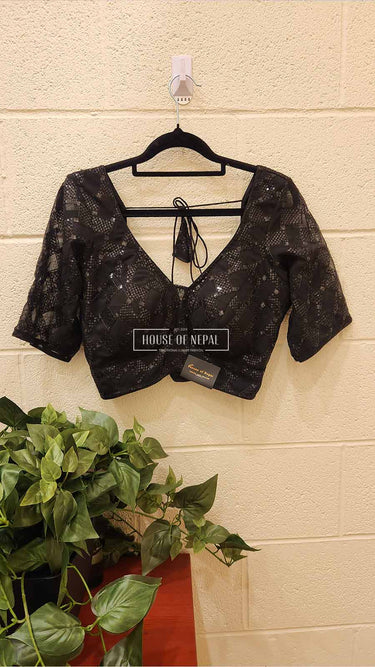 Half Sleeve Black  Boutique Blouse - House of Nepal