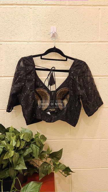 Half Sleeve Black  Boutique Blouse - House of Nepal