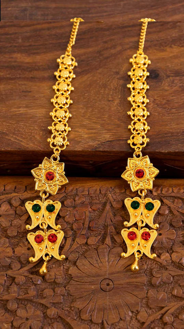 Gold Imitation Yarling Earrings with chain