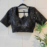 HALF SLEEVE DESIGNER BLOUSE BLACK Starlight Sparkle - House of Nepal