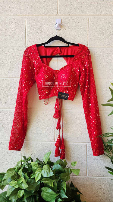 Full Sleeve Red Boutique Blouse - House of Nepal