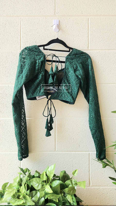Full Sleeve Green Boutique Blouse - House of Nepal