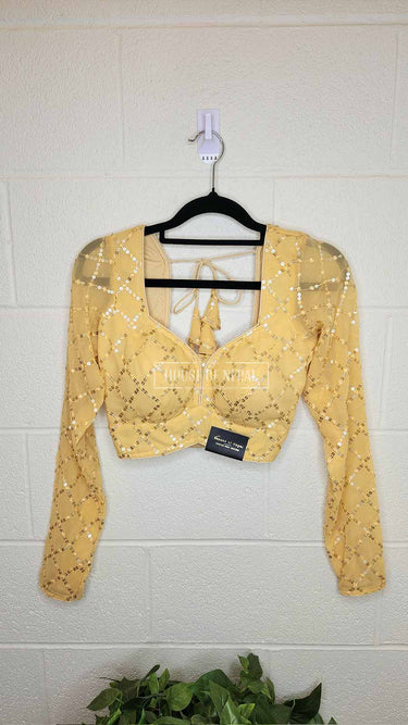 Full Sleeve Golden Boutique Blouse - House of Nepal